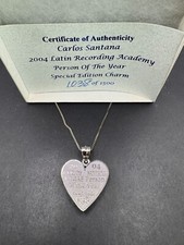 CARLOS SANTANA 925 Sterling 2004 Latin Person of the Year Pendant Necklace