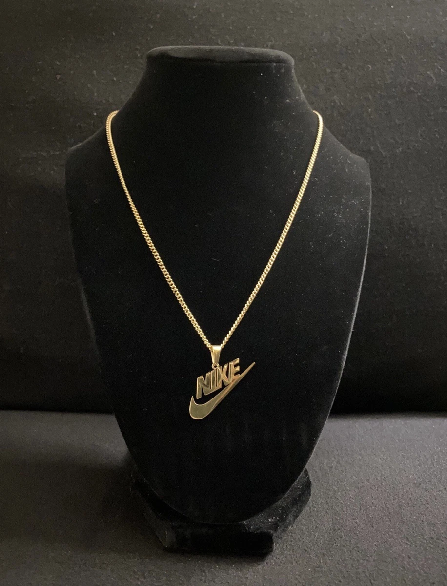 Nike Swoosh Pendant/Chain/Necklace (18k Gold Plated) - Stainless