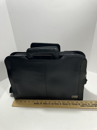 Dell Laptop Portfolio Messenger Carrying Case Leather Black Briefcase Never Used - Picture 10 of 14