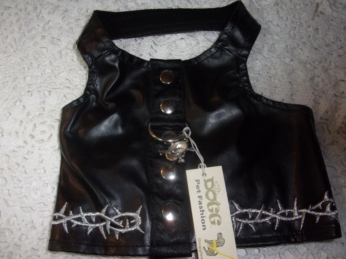 Dog leather biker clearance vest