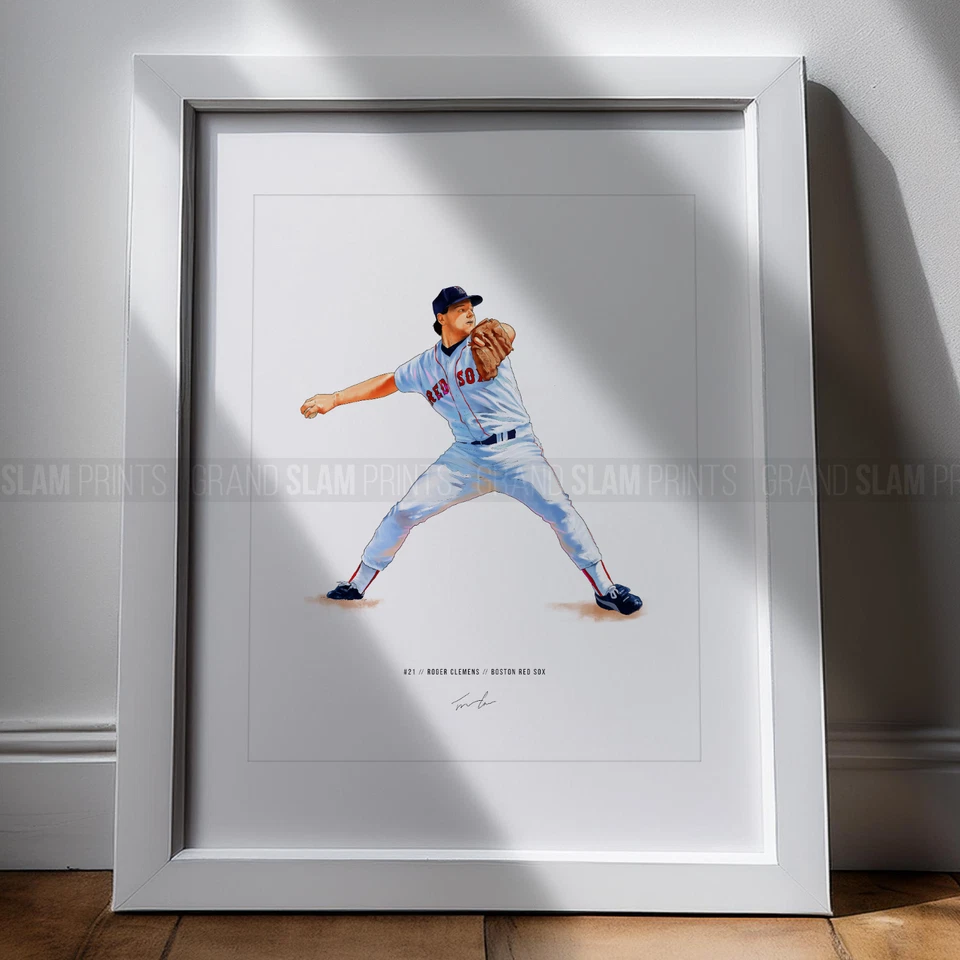 Póster de béisbol Roger Clemens Boston Red Sox V1 8x10 impreso arte ilustrado Foto 2 de 4