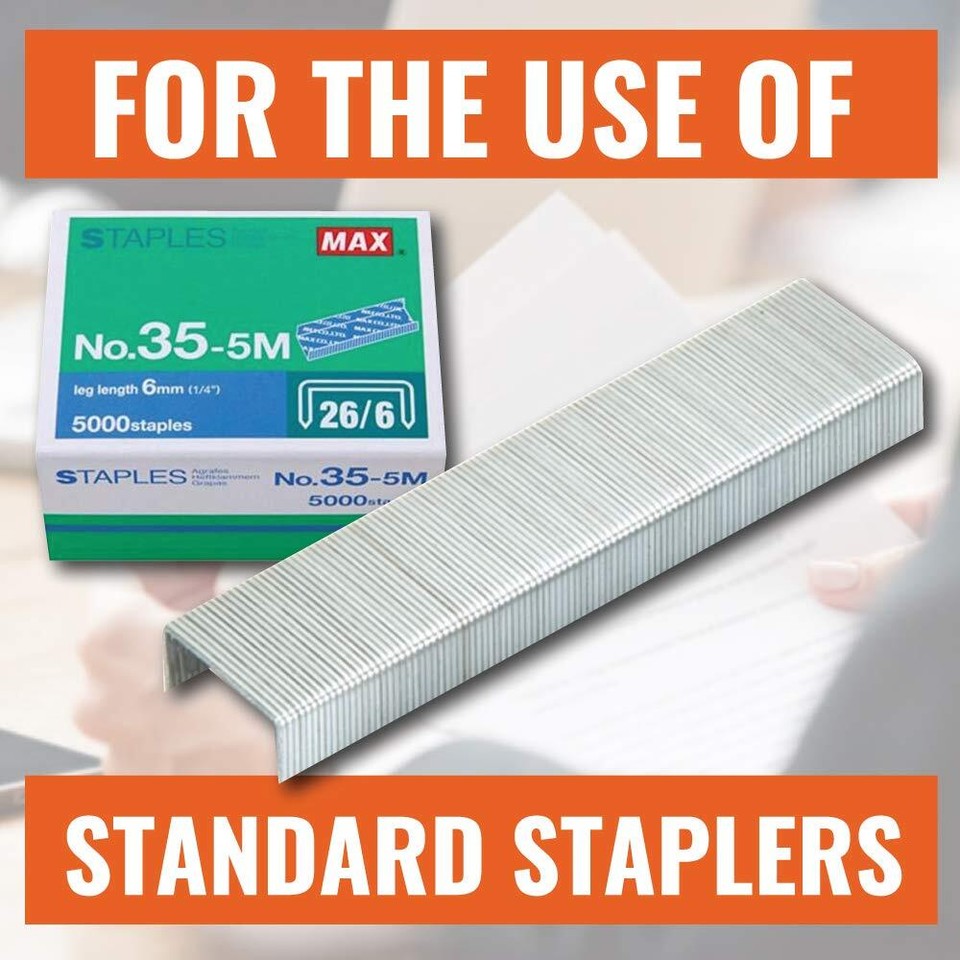 Max 355M Standard Staples for USA Leg Length 6mm 1/4" 100 Staples per