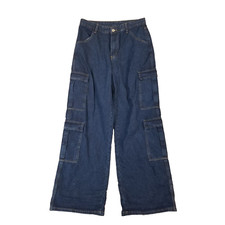 Shein Denim cargo pants Jeans women's 8/10 blue baggy loose Y2K