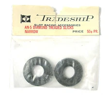 1pr 1960s TRADESHIP 1/24 1/32 Slot Car DIAMOND TREADED SLICK NARROW TIRES AN-5 !