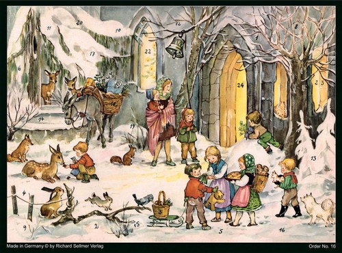 Large Antique Advent Calendar Traditional German Freestanding 3D free post in UK - Picture 4 of 6