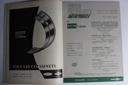 Revue ventes exceptionnelles Technique Automobile 1954 N°100 Renault Celtaquatre (44612)