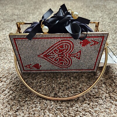 Poker Card Queen Evening Bags and Clutches Ace of Spades Bling Rhinestone Women 