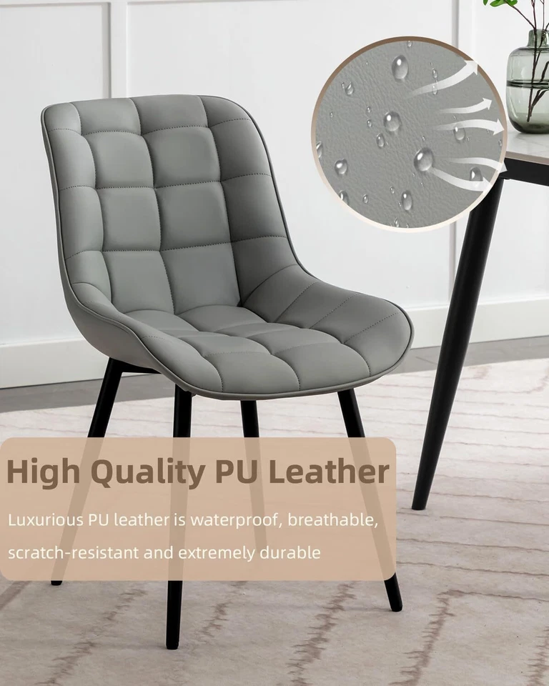 Mid-Century Dining Chair - PU Leather Upholstered Modern Side Chair - Image 4 of 4