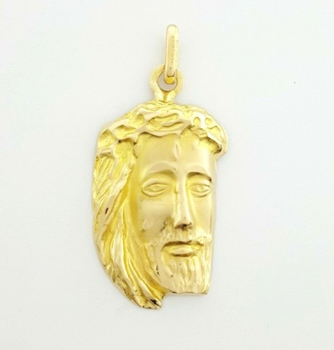 Yellow Gold Jesus Face Pendant 