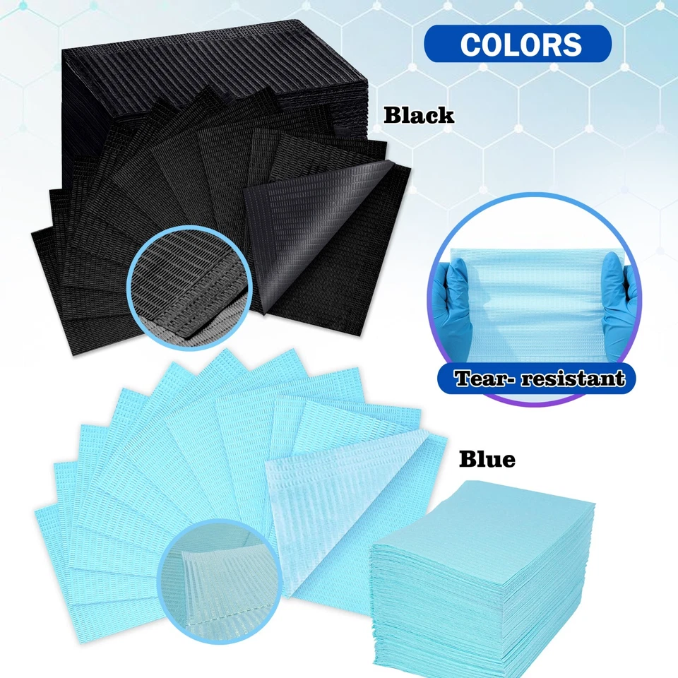 Babero Dental Desechable 13"x 18" - 3 Capas Impermeable Tatuaje Paciente Cubierta Hoja Foto 2 de 4