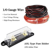 1/0 Gauge Amp Power Ground Install Wiring Cable 3.3FT Wire, 500A ANL Fuse Holder