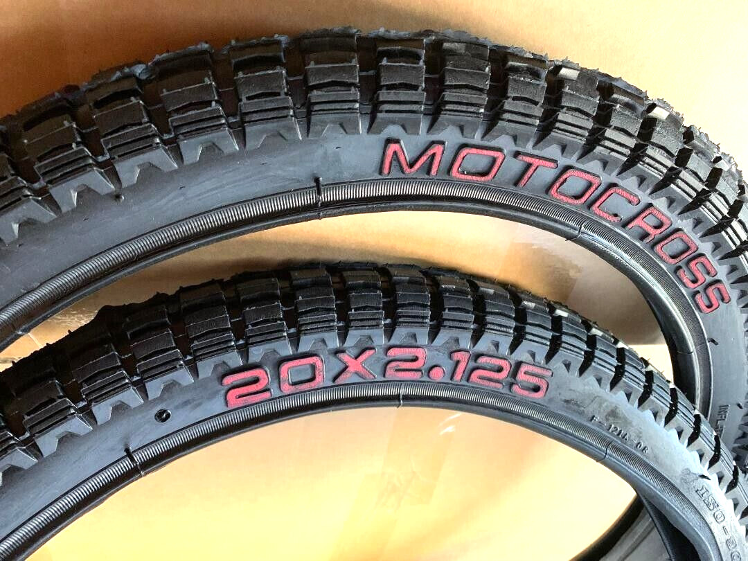 Pair BLOCK TREAD Bicycle Tires 20" X 2.125 MOTOCROSS Cruiser
