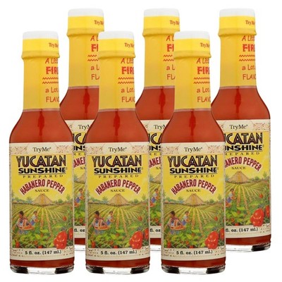 Yucatan Sunshine Habanero Pepper Sauce 5oz Pack of 6 Exotic Hot Sauce