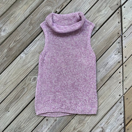Laura Ashley, Maglione smanicato Laura Ashley donna vintage rosa collo cappuccio taglia L
