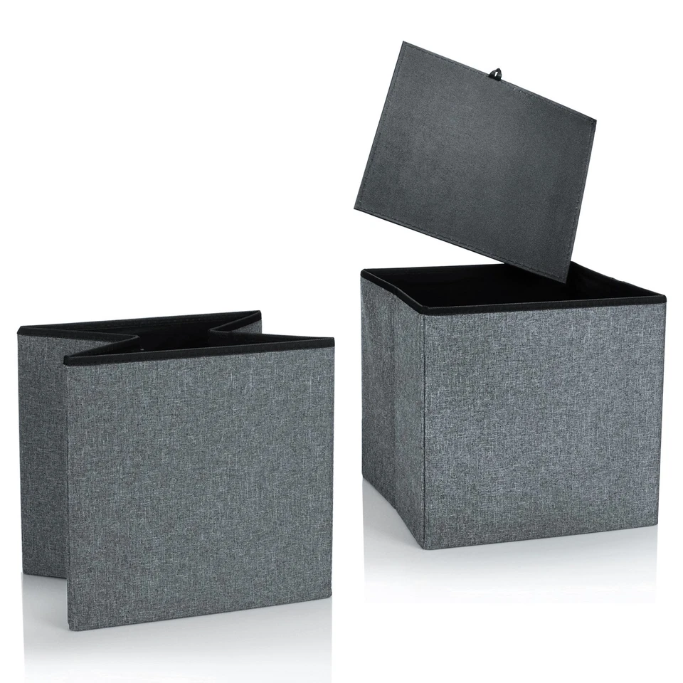 2x Faltbarer Hocker - Sitzhocker mit Stauraum - Aufbewahrungsbox- 40 L in blau - Bild 4 von 4