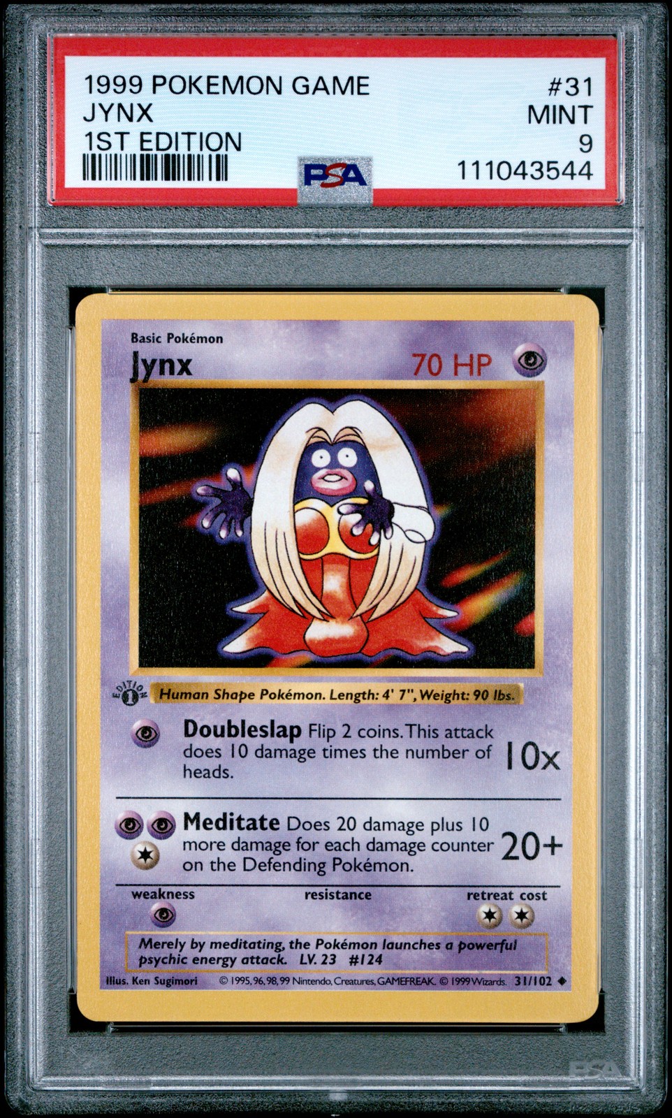 1999 POKEMON BASE SET 1ST EDITION #31 JYNX PSA 9