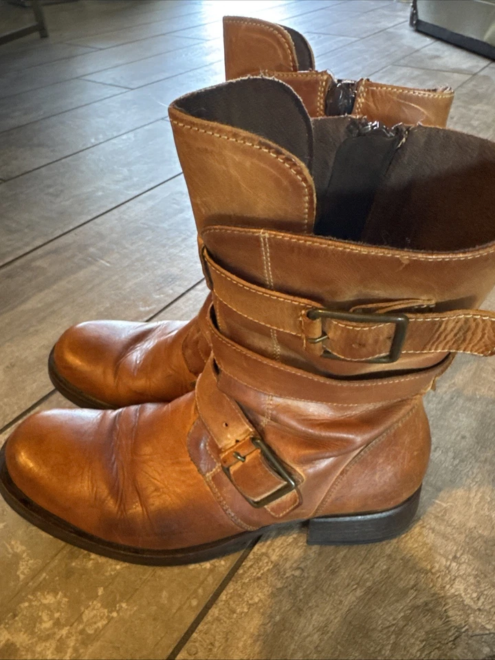 Vic Matie 女式棕色皮革扣踝靴 36 码 — 第 3/4 张图片