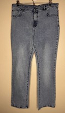 DG2 Diane Gilman Jeans 14 Stone Wash Blue 5 Pockets Zip  Button Front Straight