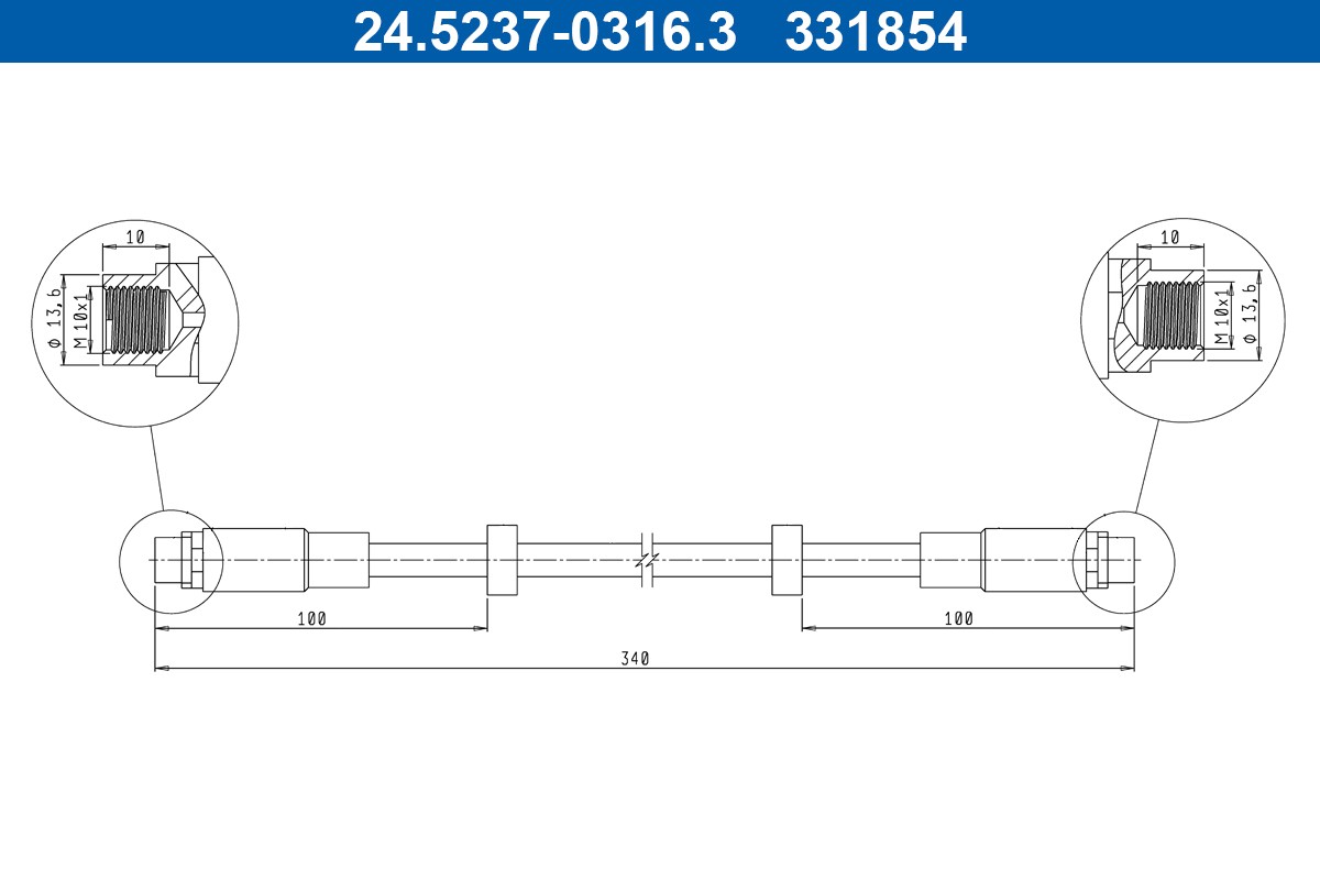 Fits ATE 24.5237-0316.3 BRAKE HOSE. ELAST.   ⭐UK Stock⭐