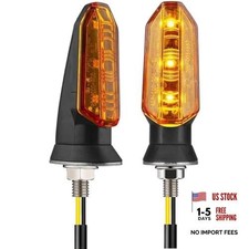 2PCS Universal Dual Color LED Motorcycle Turn Signal Lights, 12V Amber 1 Pair 