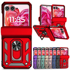 Dustproof Ring Stand Magnetic Cover Case Tempered Glass For Motorola Razr 2025