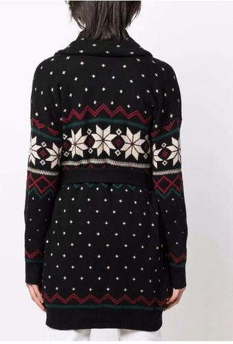 Lauren Ralph Lauren Fair Isle Belted Cardigan Shawl Collar Wool Sweater Size XL - Picture 3 of 9