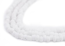 White Java Glass Seed Beads 4mm, 48 Inch Strand Indonesia