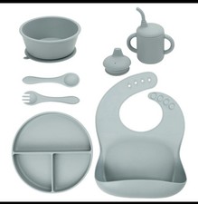Silicone Baby Feeding Set, Suction Plate Bowl Set, Self 8 Piece Gift Set For  