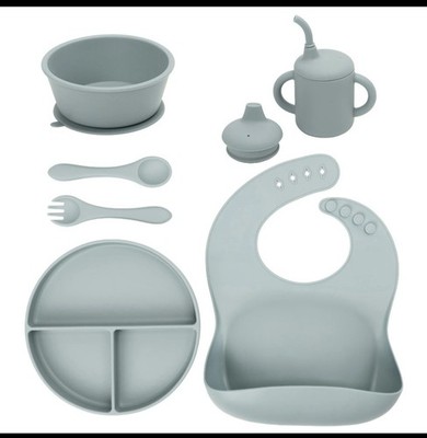 Silicone Baby Feeding Set, Suction Plate Bowl Set, Self 8 Piece Gift Set For 