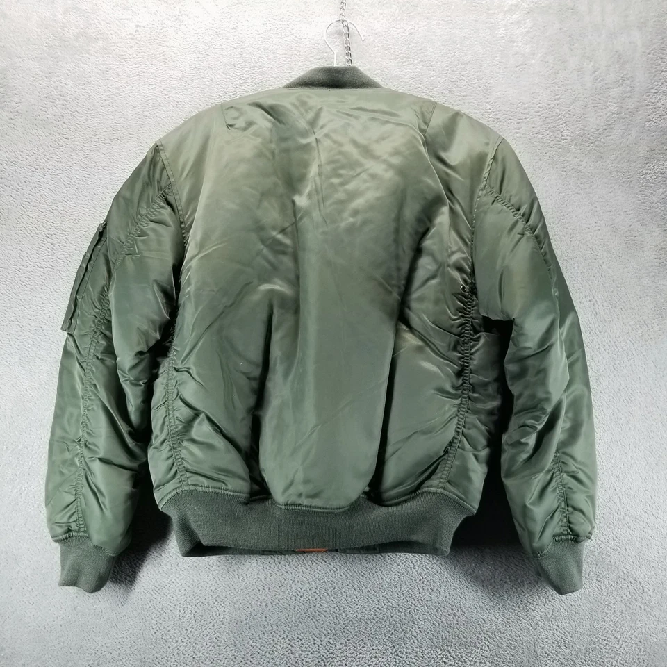 Chaqueta Militar de Colección EE. UU. Para Hombres S Voladores Verdes Hombre MA 1 Bombardero Vuelo Nylon Bolsillos Foto 2 de 4