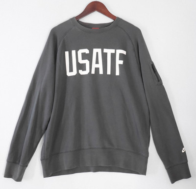 Nike USATF Sweatshirt Jumper Size XL Grey Track & Field Jersey Crossweave