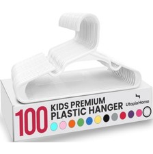 Kids Hangers 100 Pack 11.5 Inch Plastic Baby Toddler Clothes White Nonslip