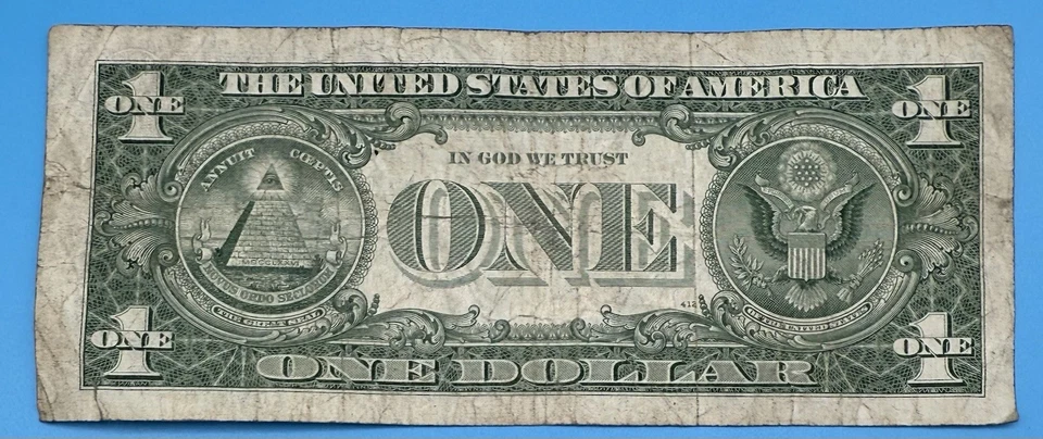 One Dollar 1957B $1 Blue Seal Silver Certificate Note Serial: R 00325353 A - Image 2 of 3