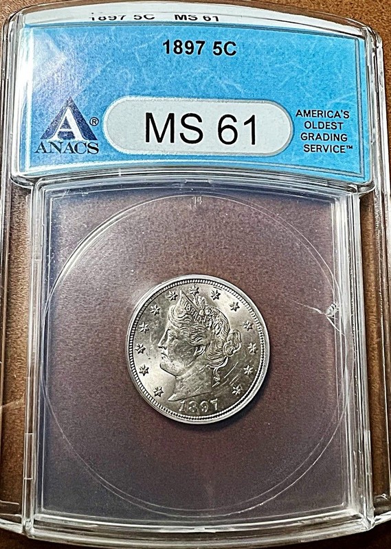 1897 Liberty V Nickel stunning cartwheel luster UNCIRCUATED unc bu ms ANACS MS61