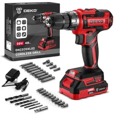 DEKO PRO 20V Cordless Electric Power Drill Set w/ Battery Charger for Woodworkin