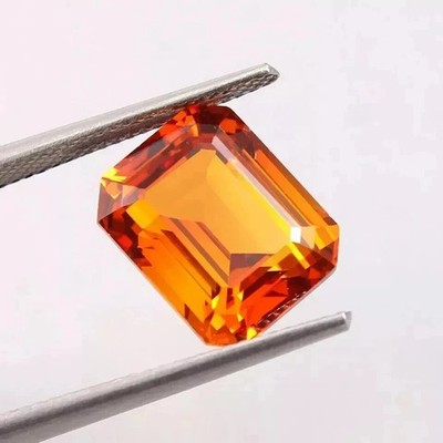 21 Ct Natural Orange Sapphire Emerald Shape Certified Loose Gemstone With Gift