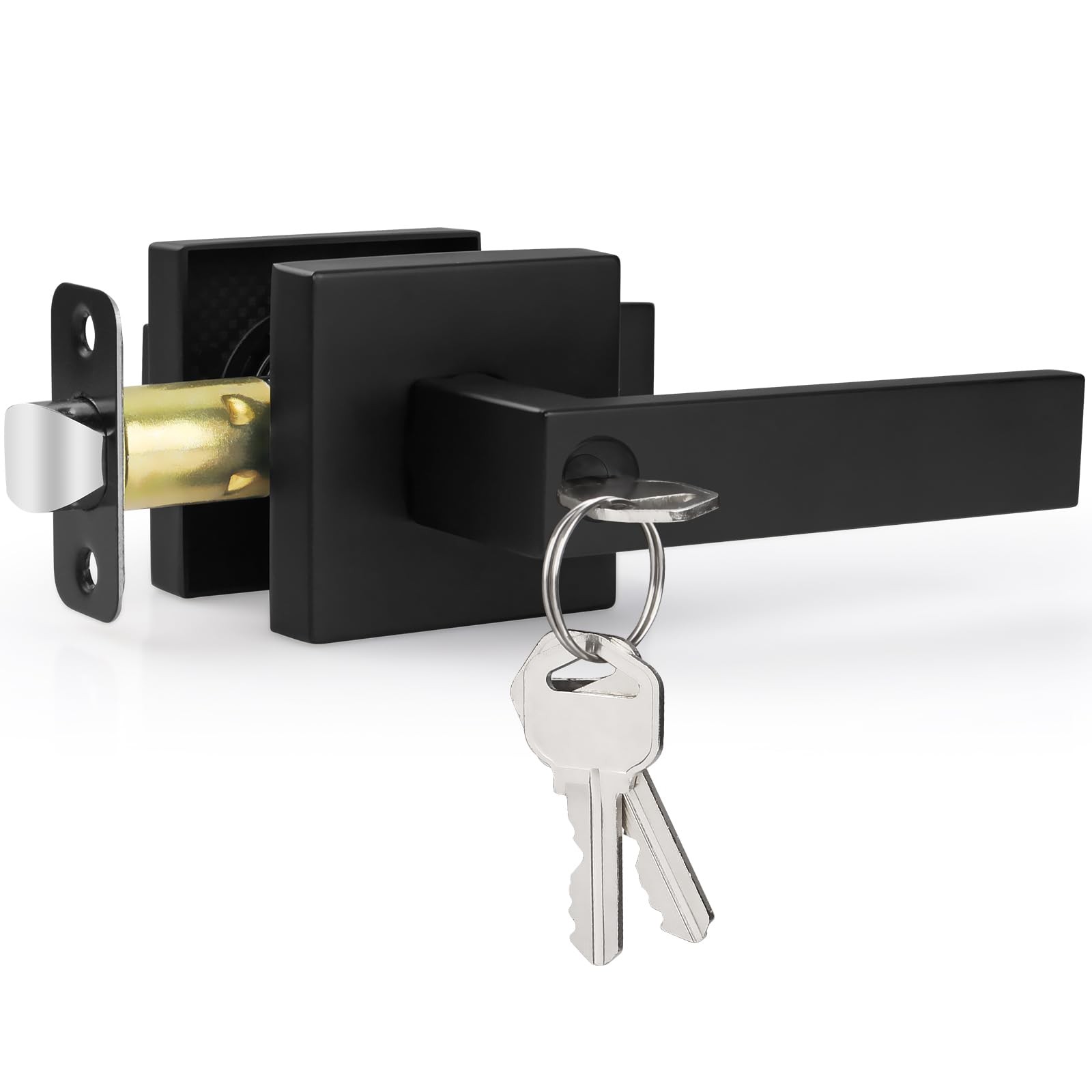 Black Entry Door Handle with Lock & Key – Secure Lever for Entrance Doors