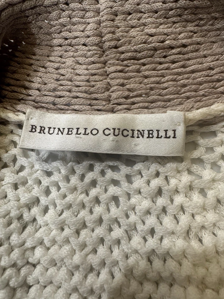 Brunello Cucinelli 亚麻针织短开衫领带短袖意大利 S — 第 4/4 张图片
