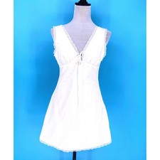 Forever 21 White Cotton Lace Trim V Neck Babydoll Dress Size Small Angel Bride
