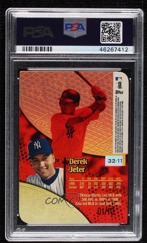 2000 Topps Tek Gold Pattern 11 /10 Derek Jeter #32-11 PSA 9 MINT HOF - Image 2 of 2