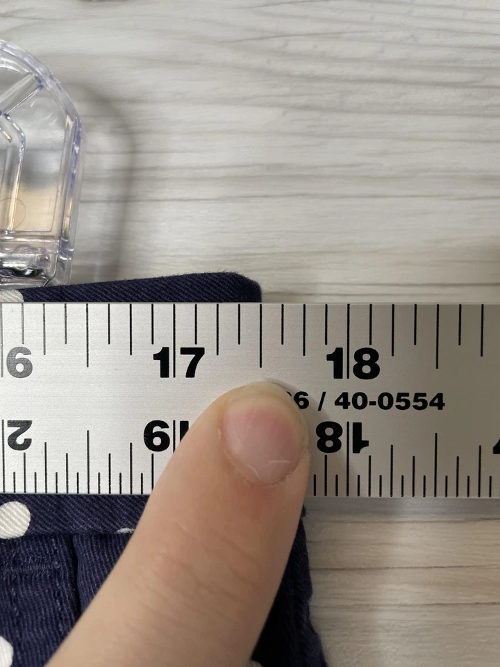 ELLE Chino Shorts Womens 8 Navy White Polka Dot Cotton Stretch Hook Zip Pockets - Image 4 of 4