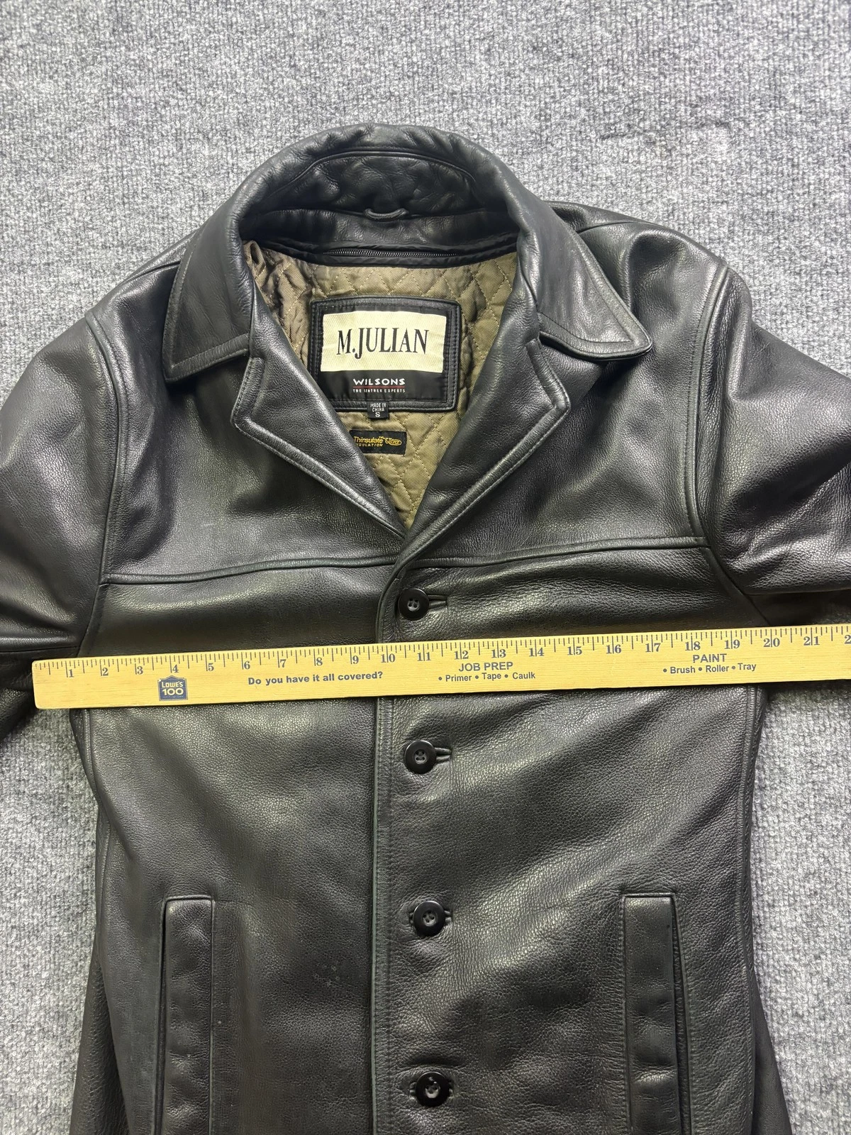 M Julian Coat Mens Small Black Leather Thinsulate Quilted Lined Button - product detail image 5