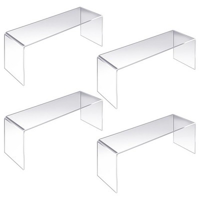 4 Pack Large Acrylic Risers   Clear Display Shelf Organizer for Kitchen, Coun...