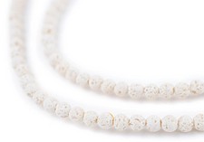 White Volcanic Lava Beads 4mm Round Gemstone 15 Inch Strand