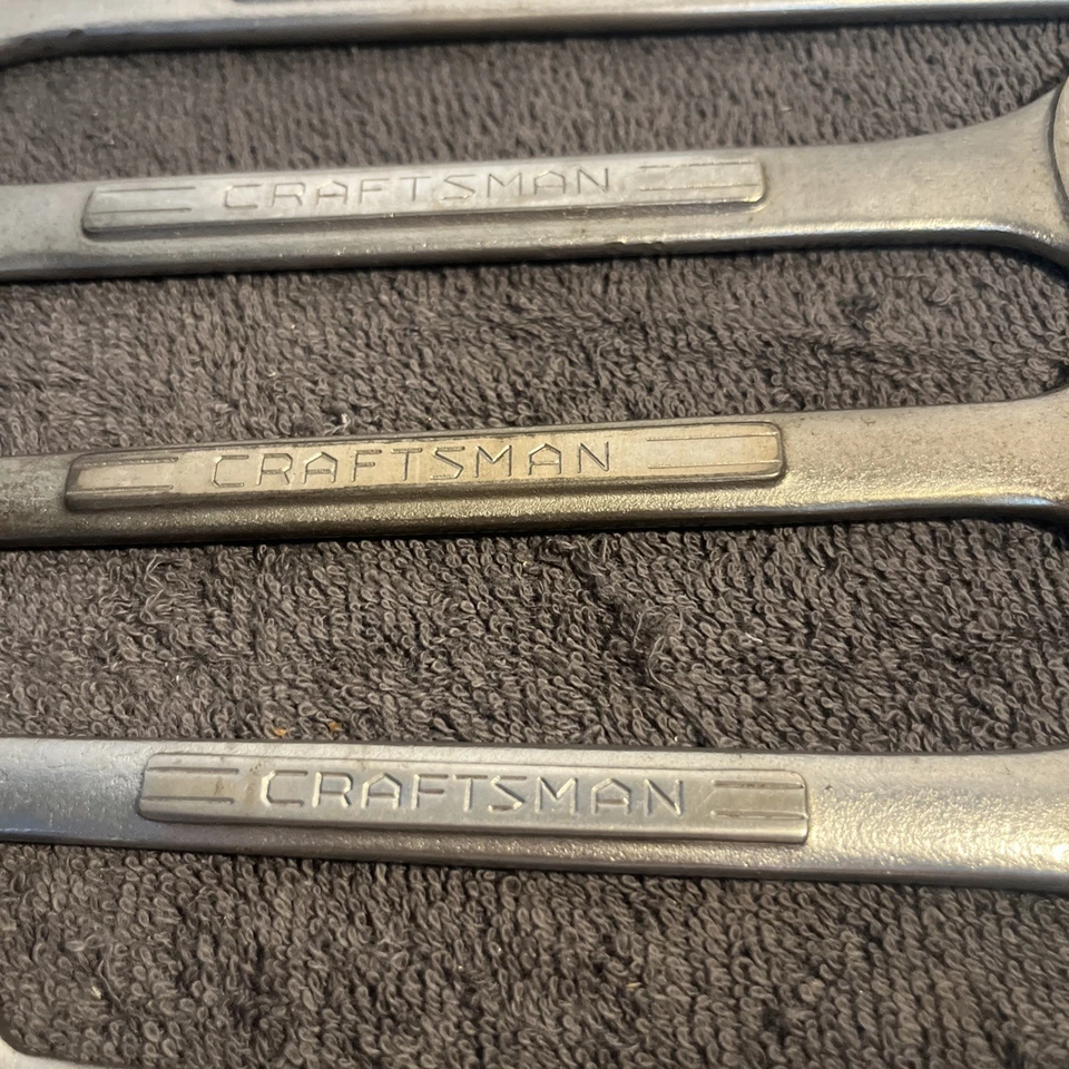 Vintage Craftsman V 9 Pc SAE Open End Wrench Set 1/4" To 1 1/8" -V- & =V= Series - Image 3 of 4