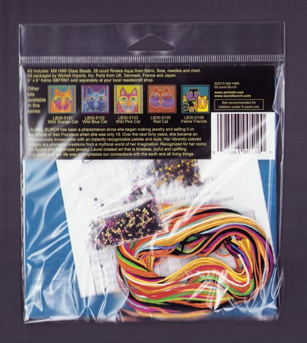 Cross Stitch Kit ~ Laurel Burch Feathered Friend Cat & Bird #LB30-5104 (LINEN) - Picture 4 of 4