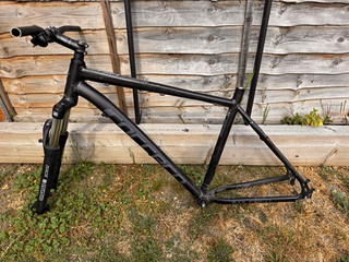20in Black Aluminium Bicycle Frame Set Size L Suspension Fork Handlebar Stem