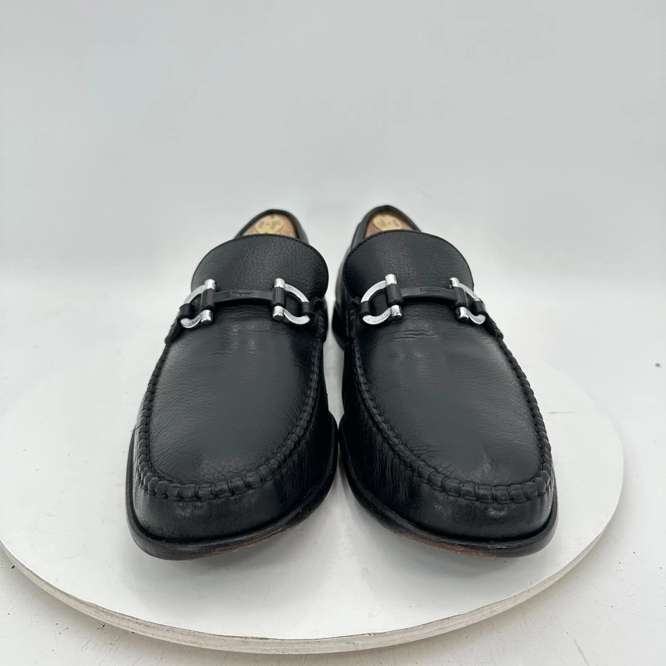 Salvatore Ferragamo Men Size 9.5D Black Leather Horsebit Loafer Dress Shoes - Image 3 of 4