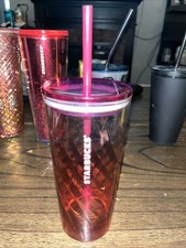 Starbucks 18 Oz Pink Glass Cold Cup