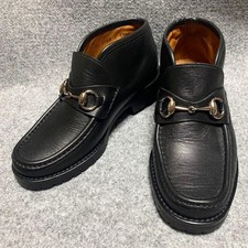 GUCCI Boots Heel Horsebit Leather Black EU35.5/US5.5 121421c